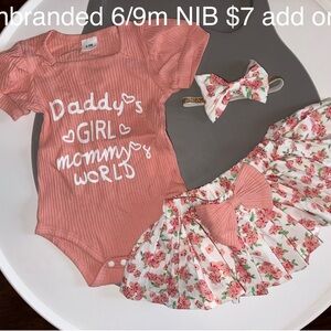 Pink Floral Baby Outfit Set with Headband, Bow